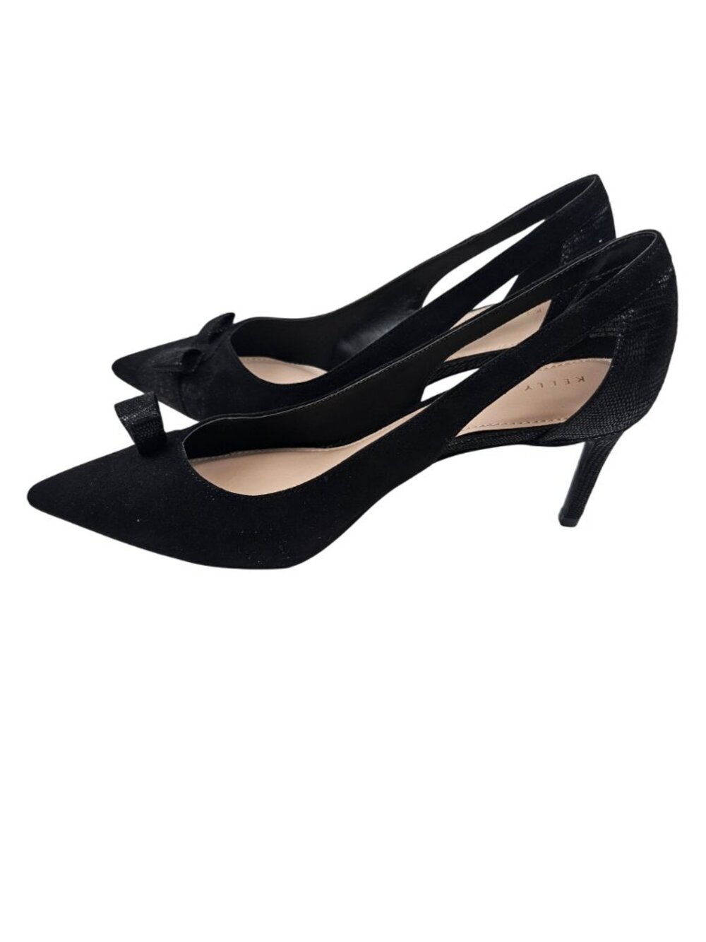 Kelly & Katie Heels KK Zonya Womens Size 9.5M Black Suede Shoes Bow Accent - Picture 4 of 10